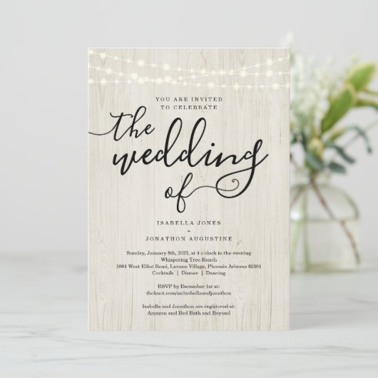 RSVPとレジストリを使用した結婚式招待状でオールインワン 招待状 (スタンド正面)