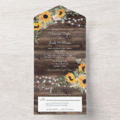 RSVPと素朴ひまわり結婚のユーカリ オールインワン招待状 (内側)