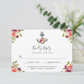 RSVPと食事選択水カラーフローラいかり 出欠カード (スタンド正面)