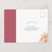 RSVPと食事、ピーチとバーガンディ葉書 ポストカード (裏面)