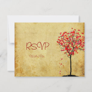 RSVPには、5x7招待状のmaple tree/秋の結婚式が必要 出欠カード