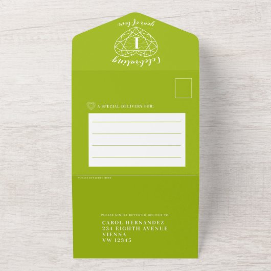 RSVPによる結婚第1回perdot記念撮影 オールインワン招待状 (外側)