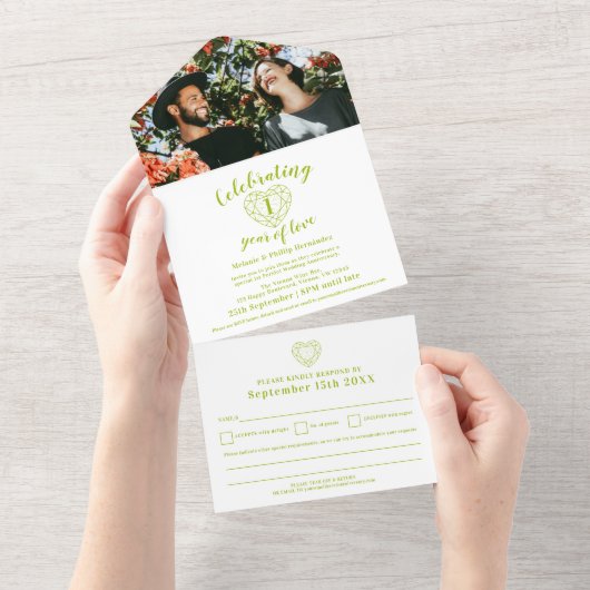 RSVPによる結婚第1回perdot記念撮影 オールインワン招待状 (貼ってはがせる)