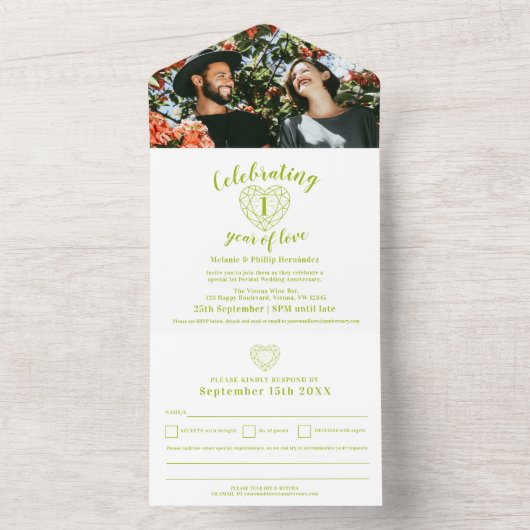 RSVPによる結婚第1回perdot記念撮影 オールインワン招待状 (内側)