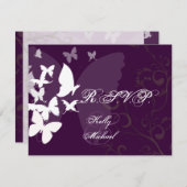 RSVPによるPixDezines Fluttering、カスタマイズ可能な色 出欠カード (正面/裏面)