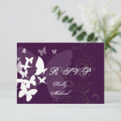 RSVPによるPixDezines Fluttering、カスタマイズ可能な色 出欠カード (スタンド正面)