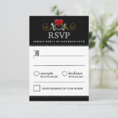 RSVPに一致させる3.5x5ハロウィンの骨組白黒 出欠カード (スタンド正面)