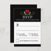 RSVPに一致させる3.5x5ハロウィンの骨組白黒 出欠カード (正面/裏面)