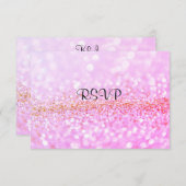 RSVPに一致する招待状ピンクのスパークル疑問に思 出欠カード (正面/裏面)