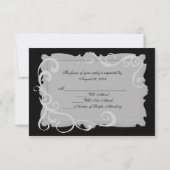 RSVPに一致する黒/銀灰色の旋回フレーム 出欠カード (裏面)