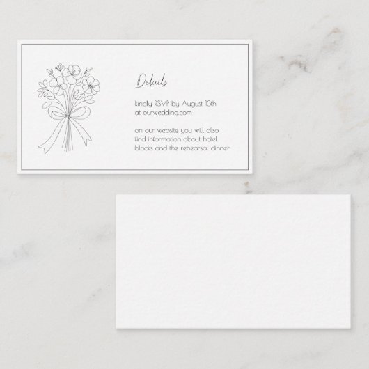 RSVPのお洒落Webサイト結婚エンクロージャカードにボウ エンクロージャーカード (正面/裏面)