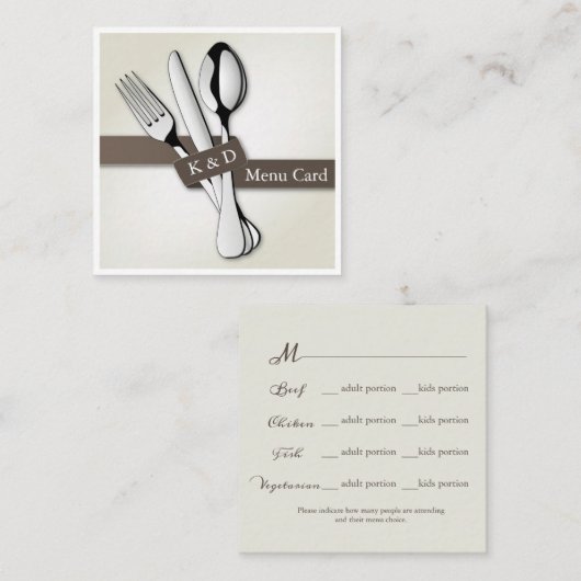 RSVPのためのメニューか出席カード スクエア名刺 (正面/裏面)