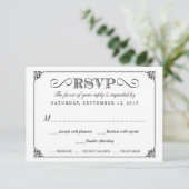 RSVPのエレガントなヴィンテージの黒板の結婚式 出欠カード (スタンド正面)