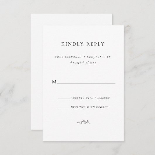 RSVPのエンクロージャカ結婚ードに親切に返信 エンクロージャーカード (正面/裏面)