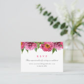 RSVPのオンラインのウェブサイトを結婚しているすばらしいピンクのシャクヤク 名刺 (スタンド正面)