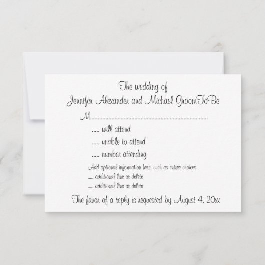 RSVPのゲストの応答のエンクロージャの貝殻、プルメリア 出欠カード (裏面)