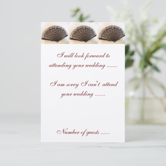 RSVPのタペストリー及びバラのスペイン人の結婚式招待状 出欠カード (スタンド正面)