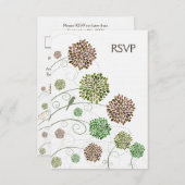 RSVPのダリアの風変わりな庭園の結婚式カード 出欠カード (正面/裏面)