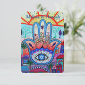 RSVPのバーのこうもりのB'nai B'notのビーチのテーマの応答カード 出欠カード (スタンド正面)