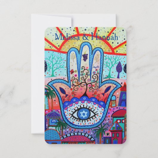 RSVPのバーのこうもりのB'nai B'notのビーチのテーマの応答カード 出欠カード (正面)