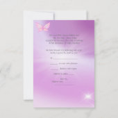 RSVPのピ結婚ンク薄紫リングや輪蝶 招待状 (裏面)