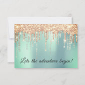 RSVPのブライダル結婚バラ金ゴールドドリップコーラルミントアクア 出欠カード (裏面)