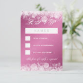 RSVPのベビーシャワー夜輝きのピンク 出欠カード (スタンド正面)