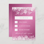 RSVPのベビーシャワー夜輝きのピンク 出欠カード (正面/裏面)