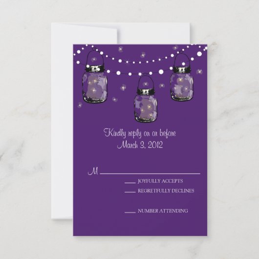 RSVPのメーソンジャーの結婚式 出欠カード (正面)