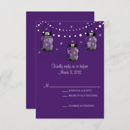 RSVPのメーソンジャーの結婚式 出欠カード (正面/裏面)