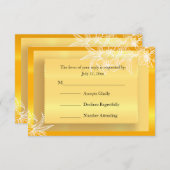 RSVPのモダンなマリーゴールドの黄色及び白い花のスタンプ 出欠カード (正面/裏面)
