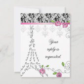 RSVPのリプライ結婚スカードパリフランスクピンローズ 出欠カード (裏面)