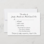 RSVPのロマンチックなビーチ結婚式のお祝いの招待 出欠カード (裏面)