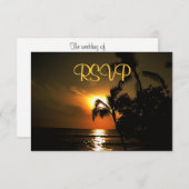 RSVPのロマンチックなビーチ結婚式のお祝いの招待 出欠カード (正面/裏面)