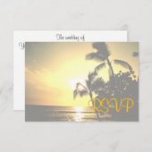 RSVPのロマンチックなビーチ結婚式のお祝いの招待 出欠カード (正面/裏面)