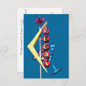 RSVPのヴィンテージのネオンラスベガス 出欠カード (正面/裏面)