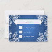 RSVPのヴィンテージを青結婚することは2サファイアの渦巻きます 出欠カード (正面)