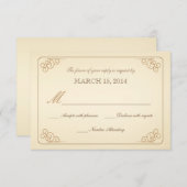 RSVPのヴィンテージスクロールモダンな結婚式の応答カード 出欠カード (正面/裏面)