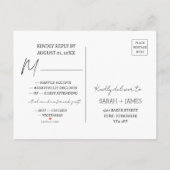 RSVPの前の夜のミニマルなスクリプトTaupe インビテーションポストカード (裏面)