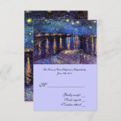RSVPの受け結婚入れカード星空ナイト… 出欠カード (正面/裏面)