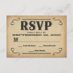 RSVPの古い西の素朴な結婚式の応答 出欠カード