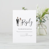 RSVPの図解入りの、写真付きのエンクロー結婚ジャ・カードを結合 エンクロージャーカード (スタンド正面)