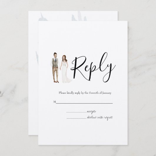 RSVPの図解入りの、写真付きのエンクロー結婚ジャ・カードを結合 エンクロージャーカード (正面/裏面)