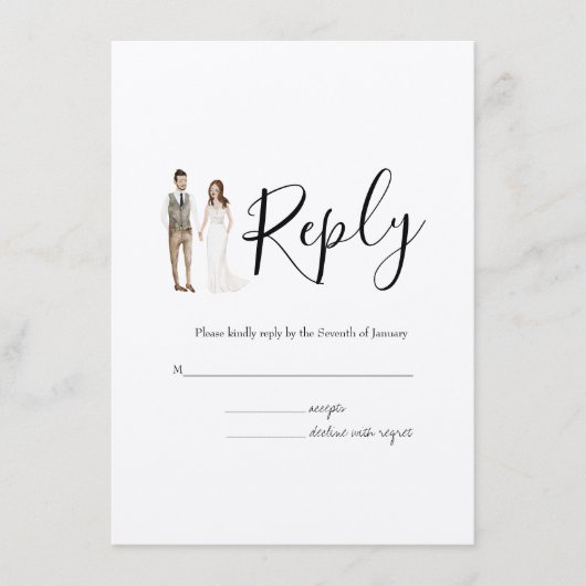 RSVPの図解入りの、写真付きのエンクロー結婚ジャ・カードを結合 エンクロージャーカード (正面)