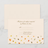 rsvpの平らなカードを結婚するエレガントな秋の紅葉 出欠カード (正面/裏面)