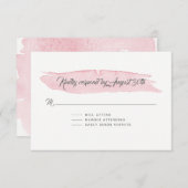 RSVPの応答のシンプルな水彩画の洗浄ブラシの打撃 出欠カード (正面/裏面)