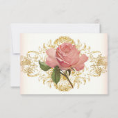 RSVPの応答のパリのヴィンテージのばら色の領主の邸宅 出欠カード (裏面)