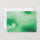 RSVPの応答の応答のスタイリッシュなケリーの緑の水彩画 出欠カード (裏面)