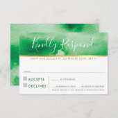 RSVPの応答の応答のスタイリッシュなケリーの緑の水彩画 出欠カード (正面/裏面)