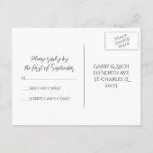 RSVPの応答を結婚しているほとんどピンクのアジサイ インビテーションポストカード (裏面)